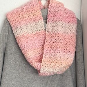 Pink Crochet handmade cozy and warm circle scarf